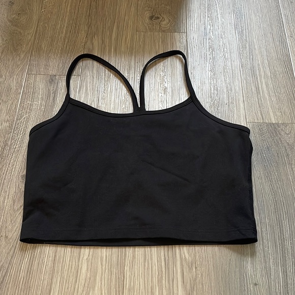 aerie Tops - AERIE OFFLINE The Hugger Longline Racerback Sports Bra in True Black